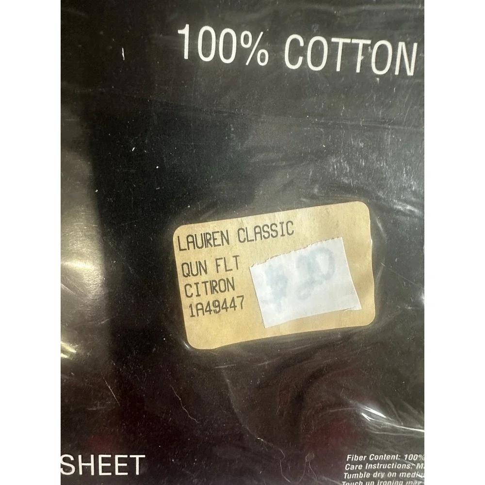 Ralph Lauren Queen Flat‎ Sheet In Citron Cotton Irregular